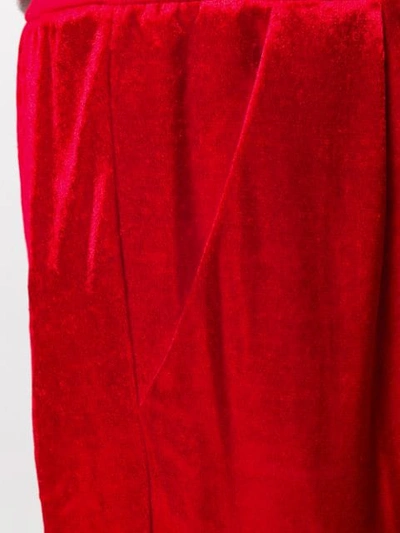 Shop Balmain Straight-leg Velour Track Pants In Red