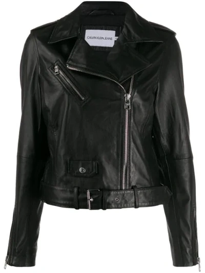 Shop Calvin Klein Jeans Est.1978 Zipped Biker Jacket In Black
