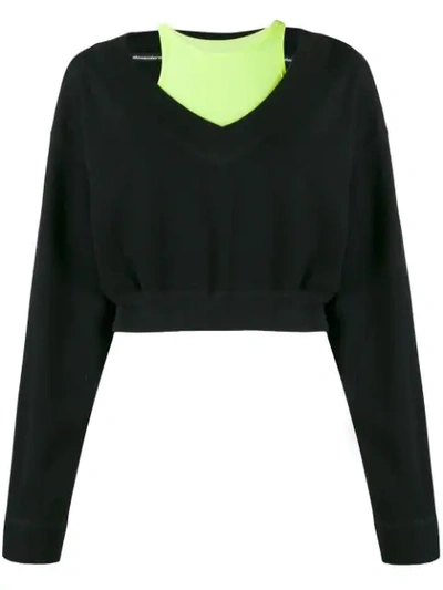 T BY ALEXANDER WANG BI-LAYER V-NECK SWEATER - 黑色