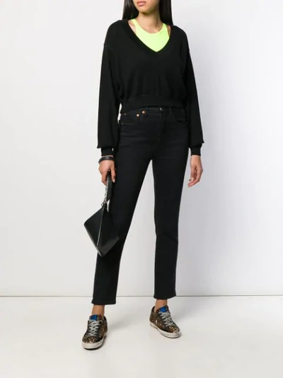 Shop Alexander Wang T Bi-layer V-neck Sweatshirt In Black