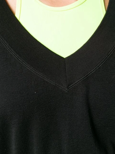 T BY ALEXANDER WANG BI-LAYER V-NECK SWEATER - 黑色