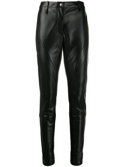 Shop Alberta Ferretti Slim-fit Leather Trousers In Black
