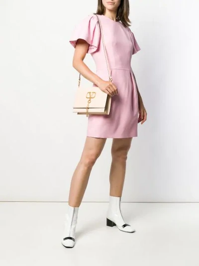 Shop Alexander Mcqueen Ruched Sleeve Mini Dress In Pink