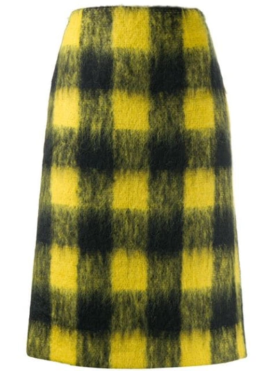 Shop Maison Margiela Check Print Pencil Skirt In 001f Hairy Check Black / Yellow