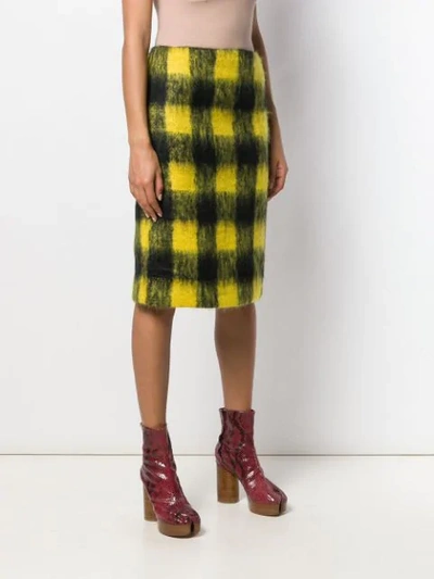 Shop Maison Margiela Check Print Pencil Skirt In 001f Hairy Check Black / Yellow