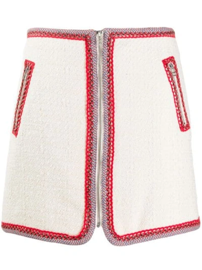 Shop Veronica Beard Contrast-stitch Skirt In Ivory