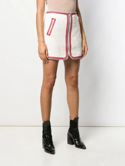 Shop Veronica Beard Contrast-stitch Skirt In Ivory