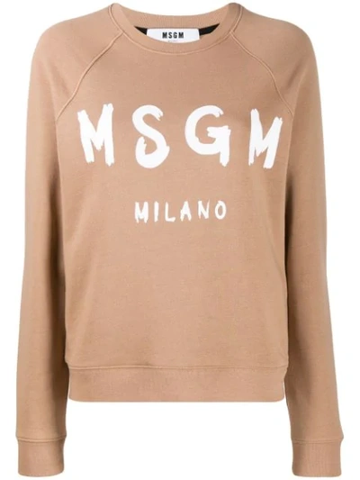 Shop Msgm Long Sleeved Sweater In Neutrals