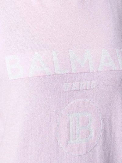 BALMAIN INTARSIA LOGO JUMPER - 粉色