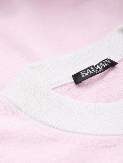 Shop Balmain Intarsia Logo Jumper In Pink