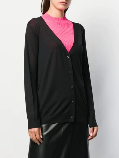 Shop Prada V-neck Knitted Cardigan In Black