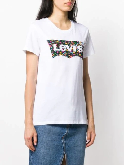Shop Levi's Floral Logo Print T-shirt In White