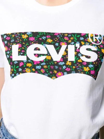 Shop Levi's Floral Logo Print T-shirt In White