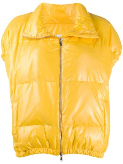 Shop Alysi Short Sleeve Puffer Jacket In Yellow