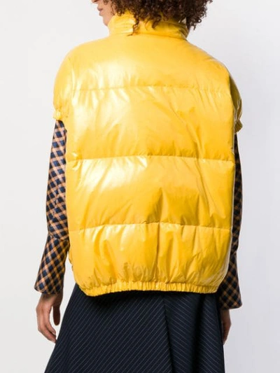 Shop Alysi Short Sleeve Puffer Jacket In Yellow
