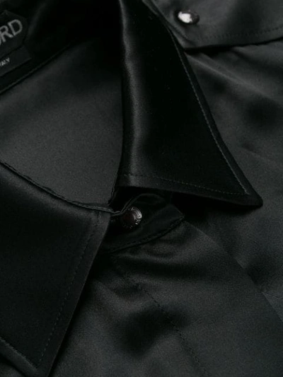 Shop Tom Ford Contrast Long Sleeved Shirt In Black