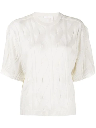 Shop Chloé Cable Knit Top In White