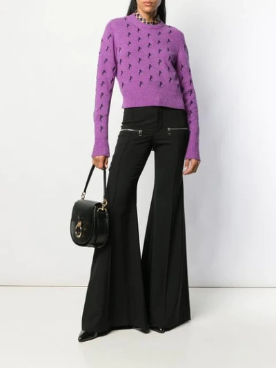 Shop Chloé Horse-pattern Jumper In Purple