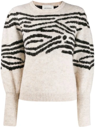 Shop Les Coyotes De Paris Stripe Intarsia Detail Sweater In 937 Ecru Melange