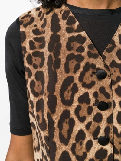 Shop Dolce & Gabbana Leopard Print Waistcoat In Brown