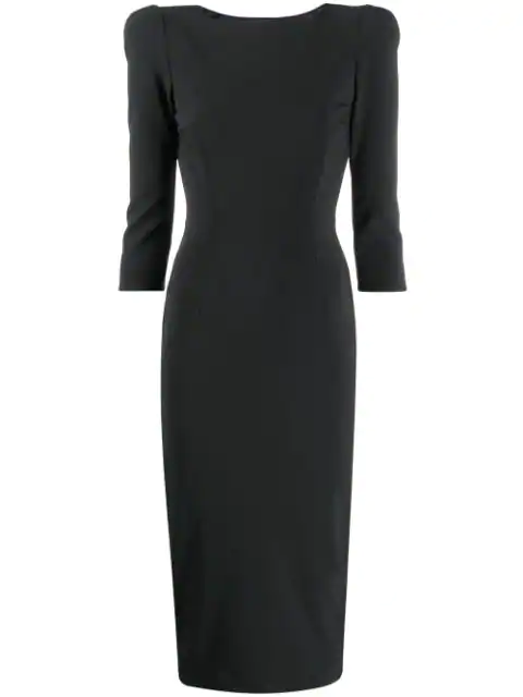 black fitted midi dress