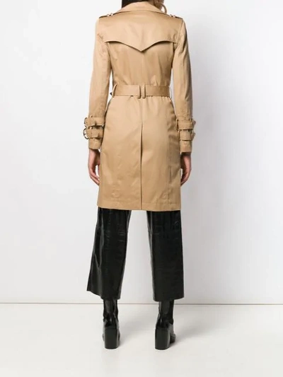 Shop Balmain Double-breasted Belted Trench Coat In Neutrals