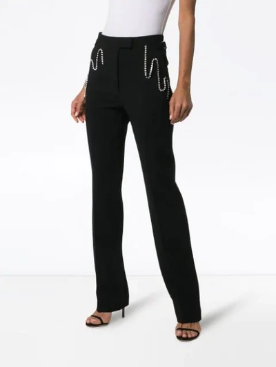 Shop Christopher Kane Diamanté Chain-embellished Trousers In Black