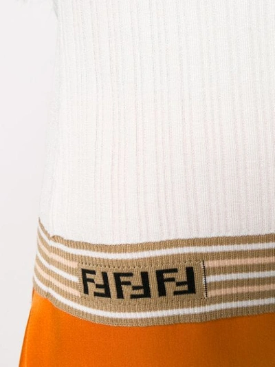 Shop Fendi Stripe Trim Knitted Top In White
