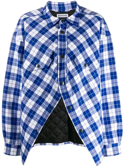 Shop Balenciaga Cropped Swing Canadian Shirt In Blue