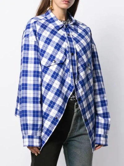 Shop Balenciaga Cropped Swing Canadian Shirt In Blue