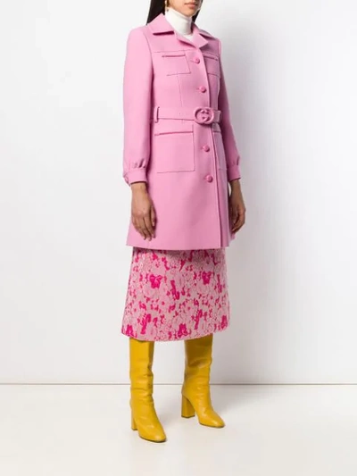 Shop Gucci Interlocking G Belted Coat In Pink