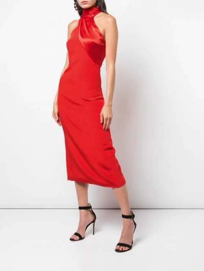 Shop Cushnie Asymmetric Drape Dress In Vermilion