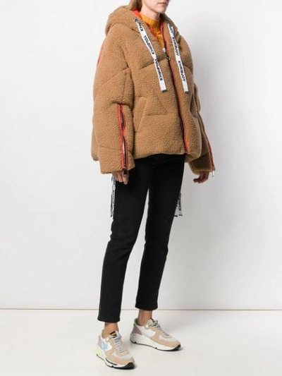 Shop Khrisjoy Hooded Puffer Jacket In Brown