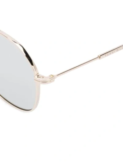 Shop Tommy Hilfiger Aviator Shaped Sunglasses In Gold