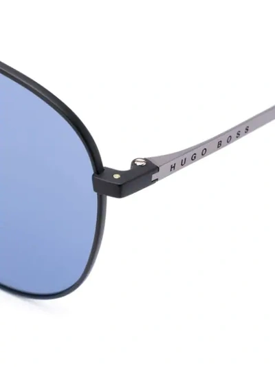 Shop Hugo Boss Aviator Shaped Sunglasses In Black