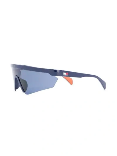 Shop Tommy Hilfiger Oversized Mask Sunglasses In Blue