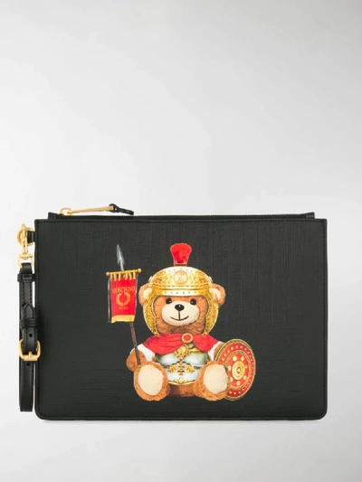 Shop Moschino Roman Teddy Bear Clutch Bag In Black