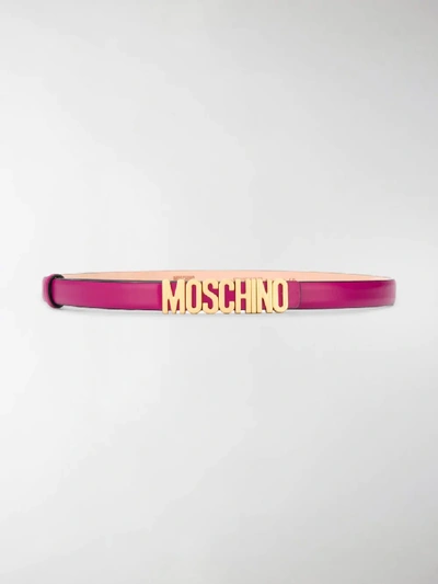 Shop Moschino Logo Embellished Belt In Pink