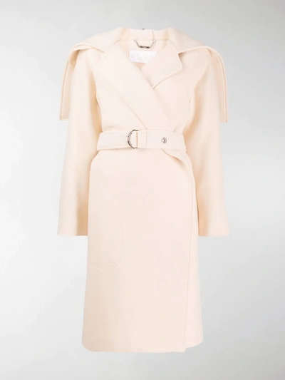 Shop Chloé Cape-style Belted Coat In Neutrals