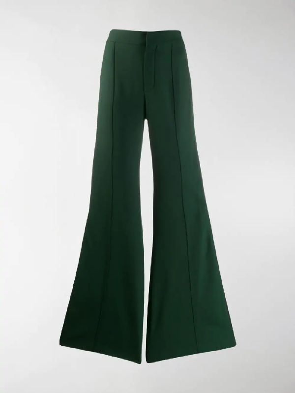 green flared pants