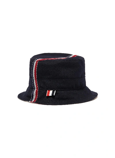 Shop Thom Browne 'fun Mix' Stripe Wool Blend Twill Bucket Hat In Navy