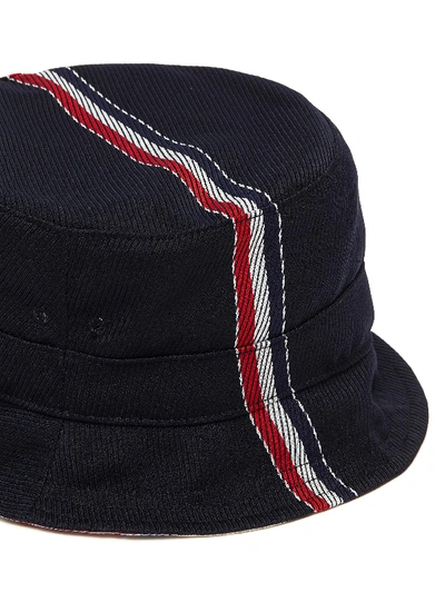 Shop Thom Browne 'fun Mix' Stripe Wool Blend Twill Bucket Hat In Navy
