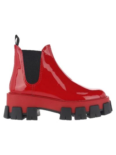 Shop Prada Patent Leather Boots In Red