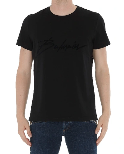 Shop Balmain Logo  Signature T-shirt In Black