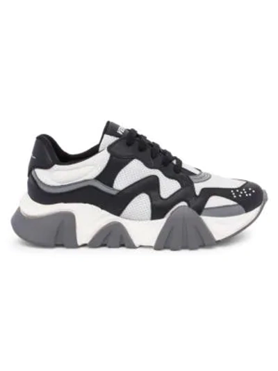 Shop Versace Men's Squalo Mixed Media Sneakers In Black White