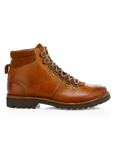 Shop Eleventy Mountain Leather Hiking Boots In Camel