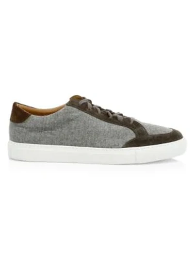 Shop Eleventy Flannel & Suede Low-top Trainers In Light Grey