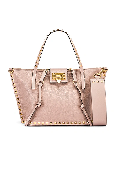 Shop Valentino Rockstud Hype Tote In Neutral In Poudre