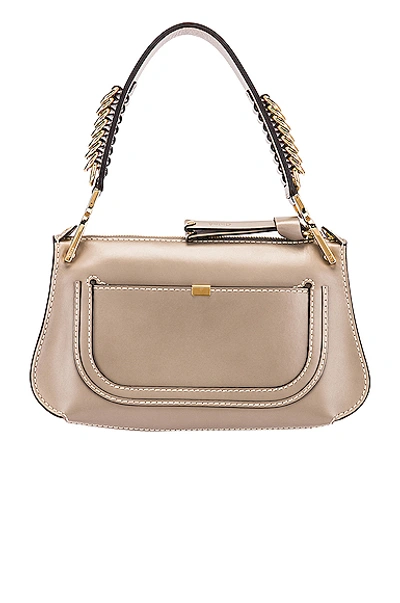 Shop Chloé Chloe Small Marcie Leather Saddle Bag In Motty Grey