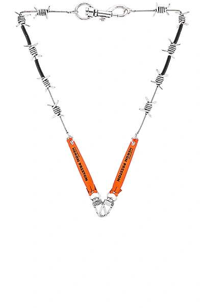 Shop Heron Preston Barbwire Necklace In Silver